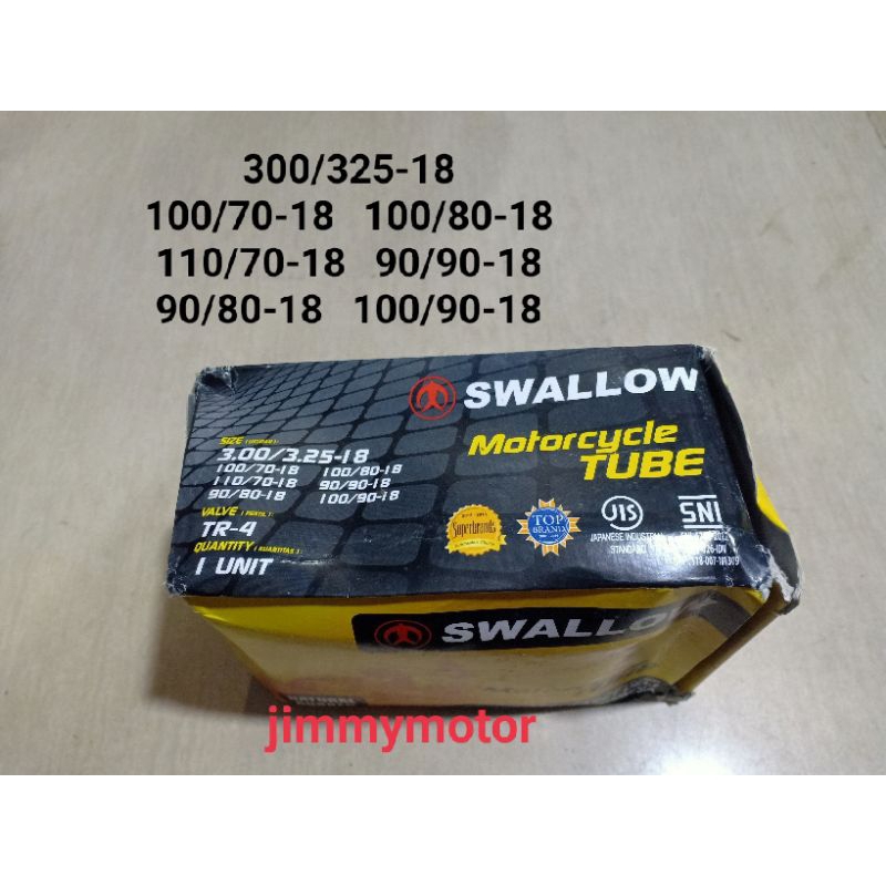 BAN DALAM MOTOR RING 18 UKURAN 300 325 SWALLOW.