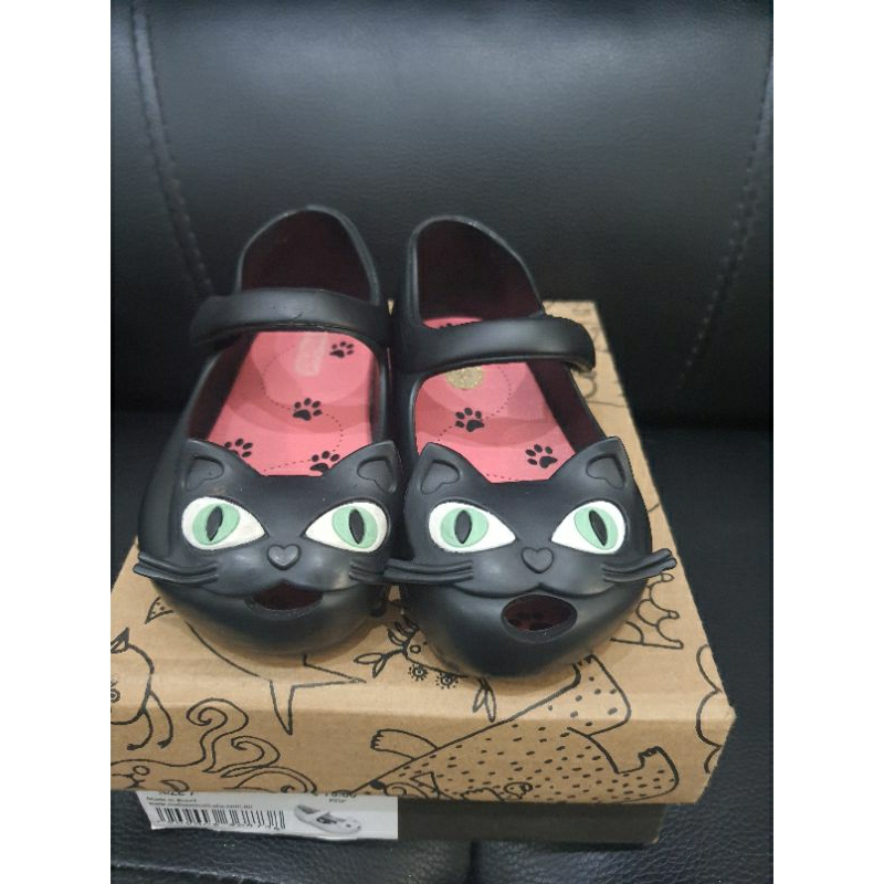 Preloved MINI MELISSA MM UG II Cat / sepatu mini melissa anak perempuan kucing hitam