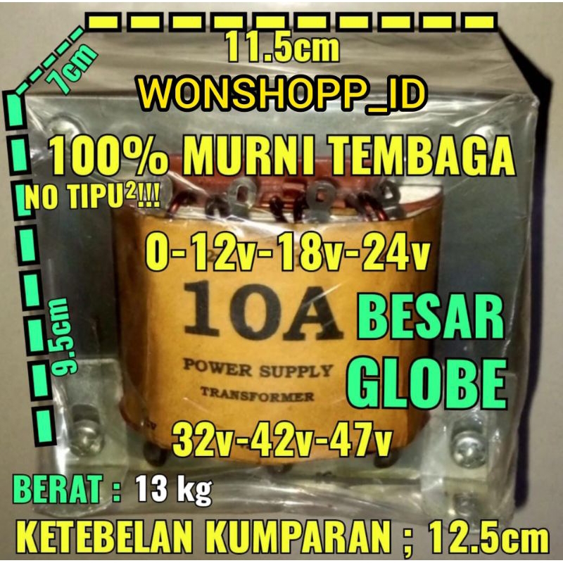 10A CT24v TRAVO TRAFO 10 ampere CT 12v 18v 24v MURNI TEMBAGA ORI TRANSFORMER TRAPO