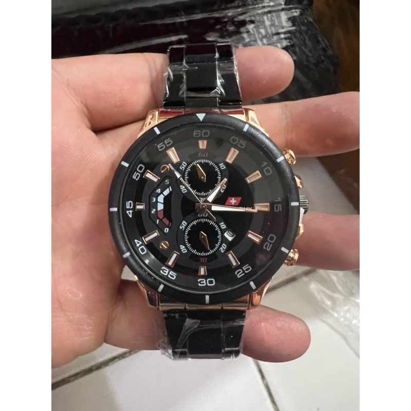 (Grosir Cod)Jam Tangan Pria ARMY Crono Varisi Tanggal aktif Strap Rantai/Stell(Dikirim Jakarta Best )