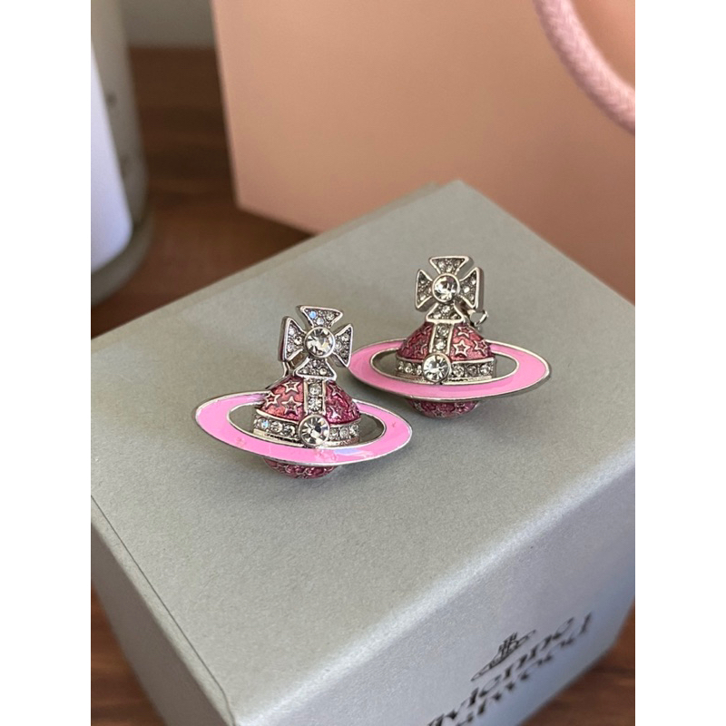Vivienne Westwood Roxanne Silver & Pink Earrings