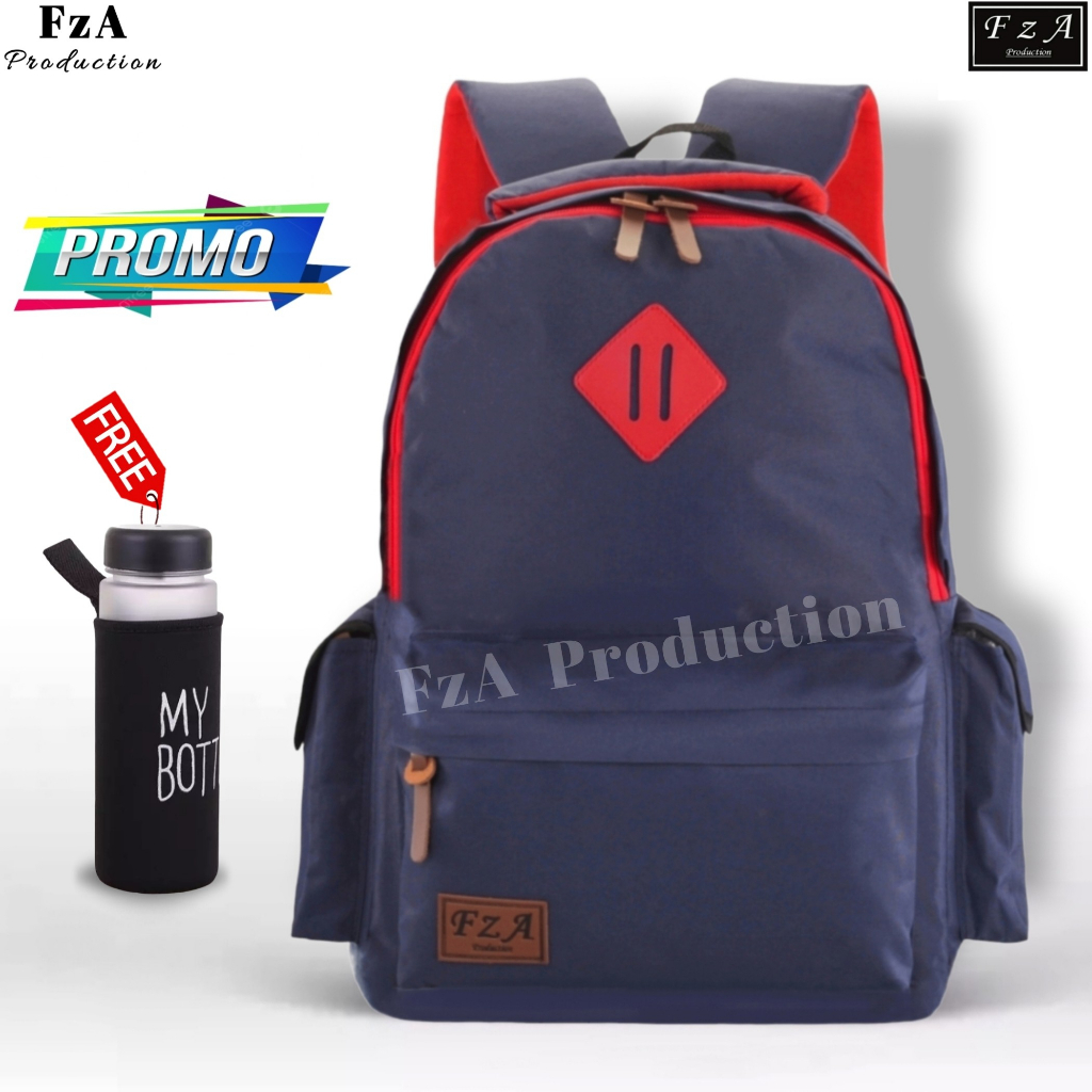 FzA Official -Tas Ransel anak laki laki - Tas Ransel Anak Sekolah - Tas Ransel Sekolah anak laki-laki anak perempuan Backpack Sekolah Anak [ High Quality ] - Navy Kids FREEE My Bottle Minum