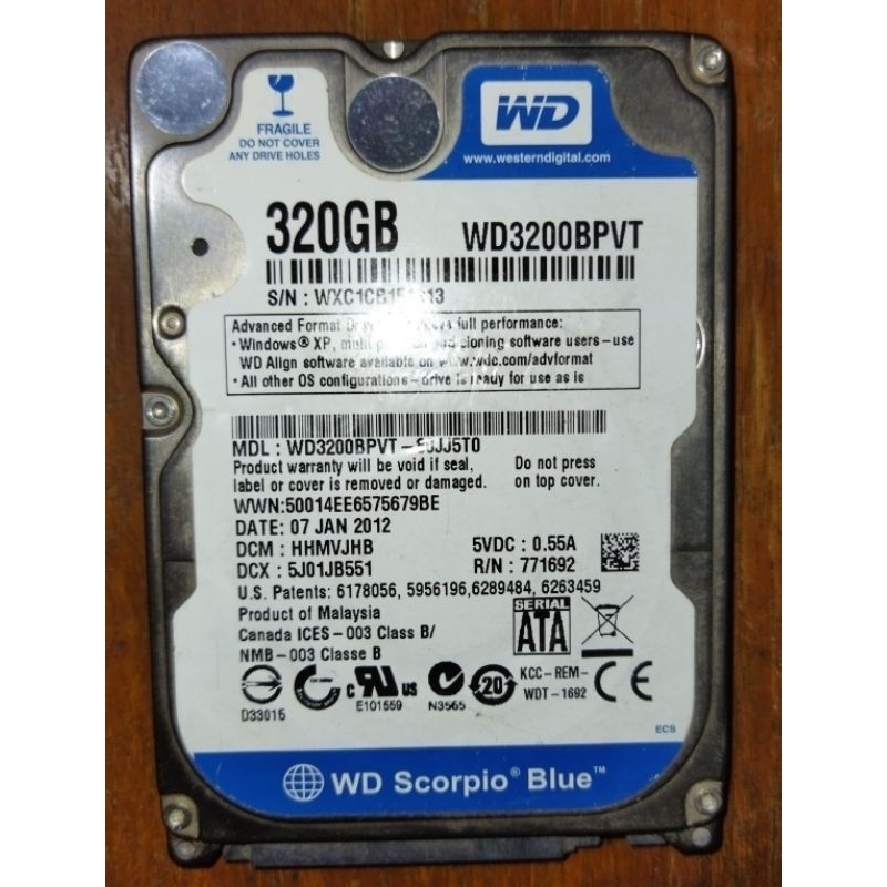 HARDISK LAPTOP WD 320GB SECOND