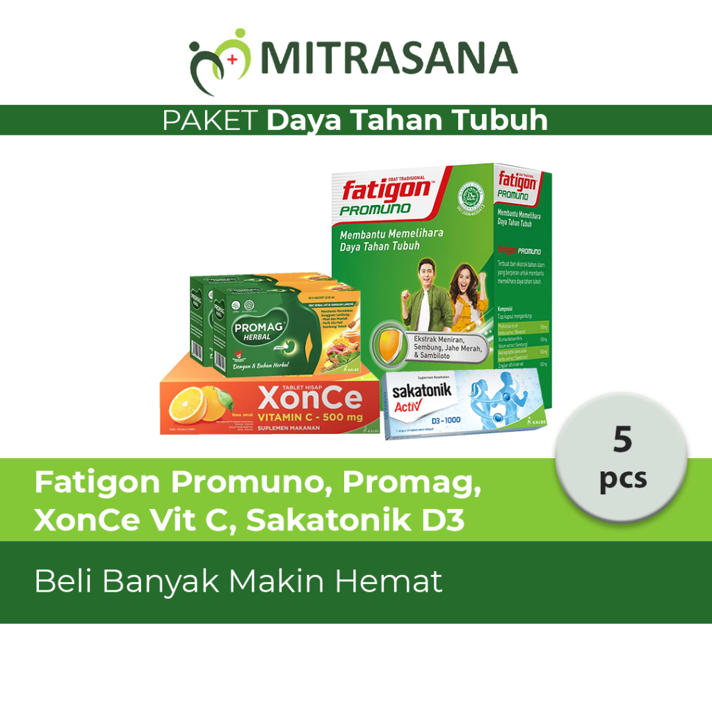 Paket Daya Tahan Tubuh Ramadhan Fatigon Promuno|Promag|Vitamin C|Vitamin D