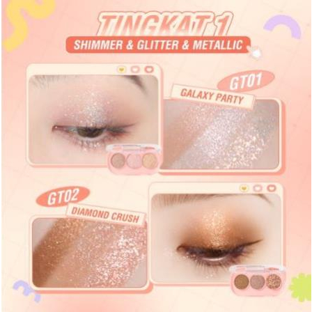^ KYRA ^ Pinkflash 3 Pan Eyeshadow Palette Giltter Fully Pigmented Easy To Blend PF-E23