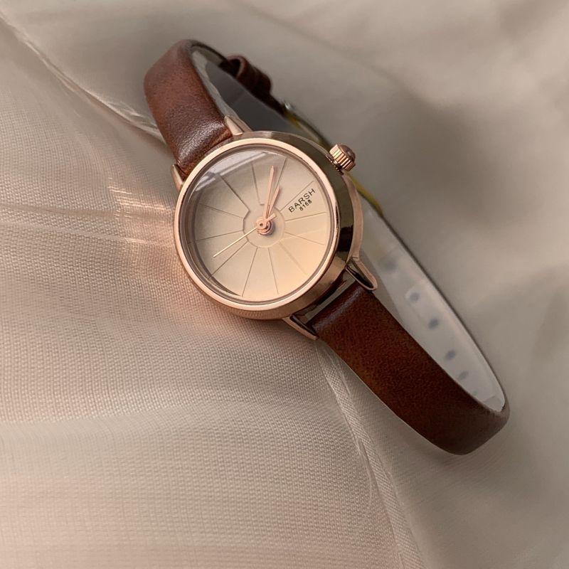 Jam Tangan Wanita Tali Kulit Jam Analog Kecil Vintage Gaya Korea Mini WW002 BARSH