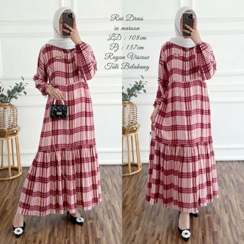 MIDI TARTAN DRESS|GAMIS SYAR'I RAYON VISCOSE BUSUI BUMIL TERLARIS XL|GAMIS JUMBO RAYON PREMIUM SUPER