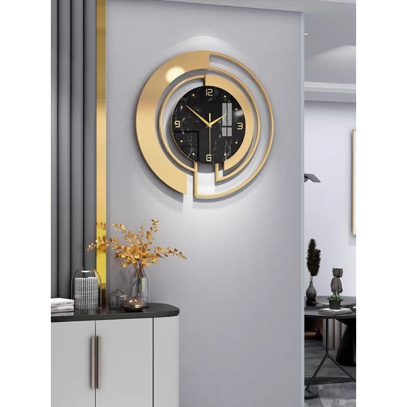 []HAENDSMART[]JAM DINDING  MEWAH MINIMALIS MODERN GAYA CINA WARNA FULL GOLD HNDS385011