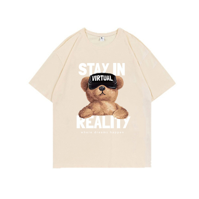 Kaos Oversize Kekinian Vintage Korea Cute Bear Letter Kaos Couple  Korean Style/Kaos Toffe