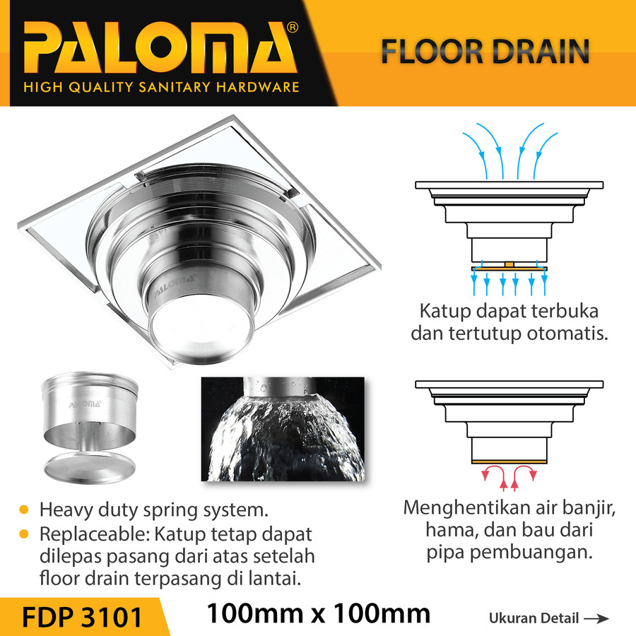 Paloma Floor Drain Strainer Saringan Got Kamar Mandi Anti Bau FDP 3101