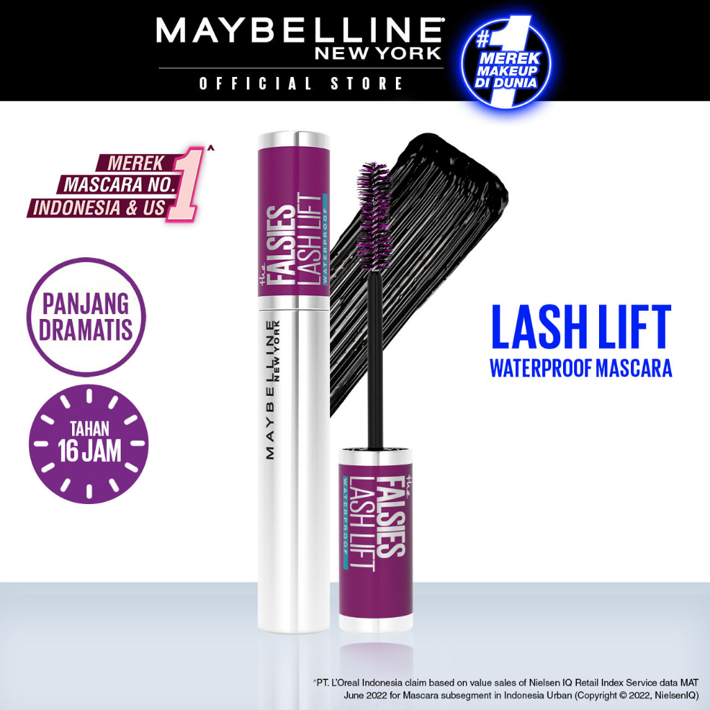 Maybelline The Falsies Lash Lift Mascara Make Up 8.6ml (Waterproof Mascara Tahan Lama Hingga 16 Jam)