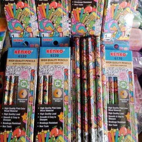 Pensil 2B Kenko [[1 Pak=12 pcs]] KENKO PENCIL 2B-6120 Doodle Hexagonal / PENSIL 2B / PENSIL TULIS