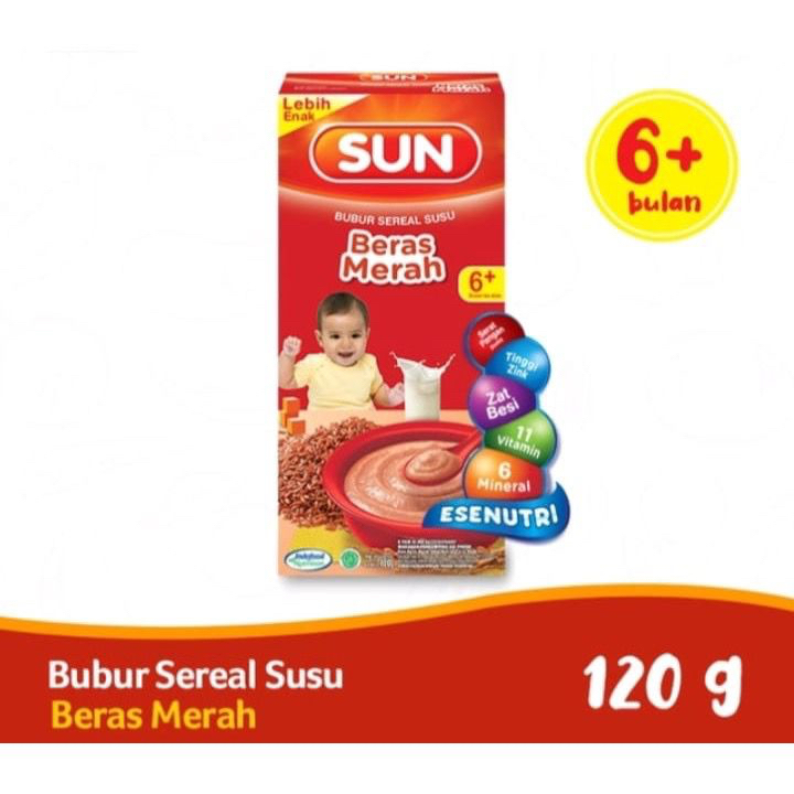 ￼Sun Bubur Sereal Susu Beras Merah 120 gr Box @ 1 Pcs Sun Bayi 6 Bulan Beras Merah Box 120 g Sub Bub