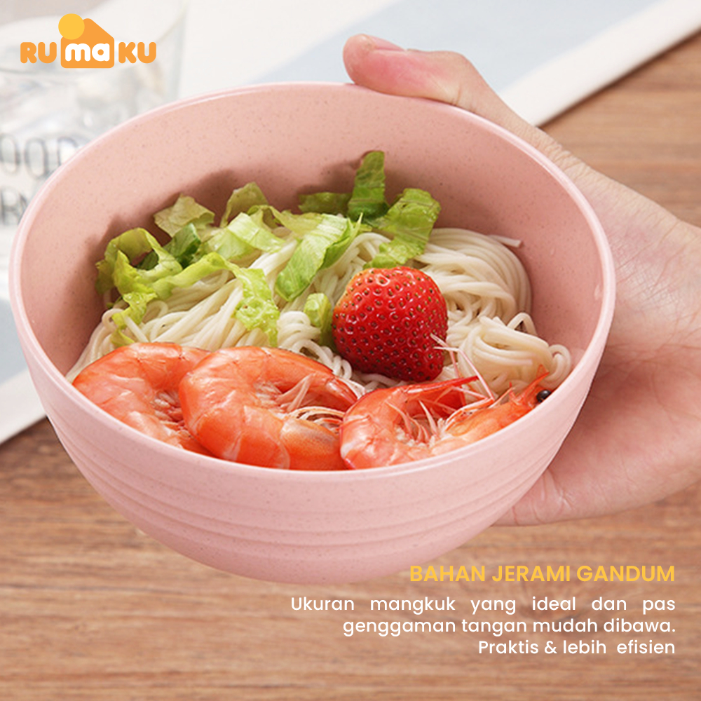 Rumaku Mangkuk Jerami Wheat Straw Bowl Mangkok Sup Plastik Microwaveable