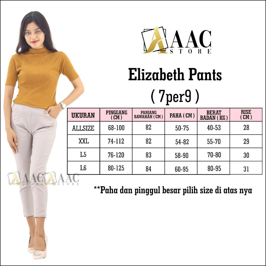 Celana Chino Wanita 7/9 , Elizabeth Pants 7Per9 Bahan Tebal Dan Stretch