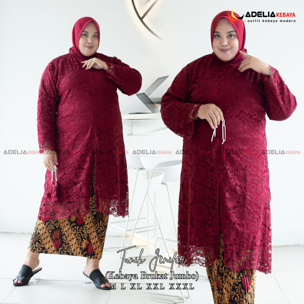 KEBAYA BIG SIZE / JUMBO - BAJU KEBAYA BRUKAT JUMBO - KEBAYA JENIFER BIG SIZE - MODEL KEBAYA TERLARIS - TUNIK BRUKAT KEKINIAN