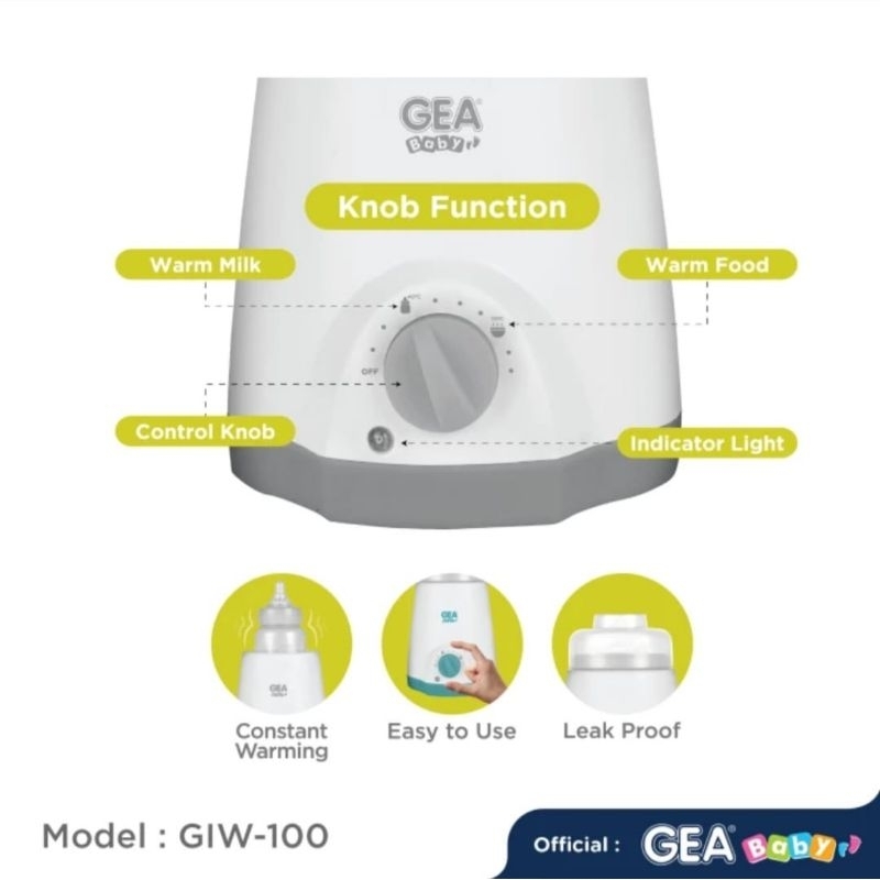 GEA Baby Instant Bottle Warmer GIW-100 / Penghangat Botol Susu / Mpasi baby