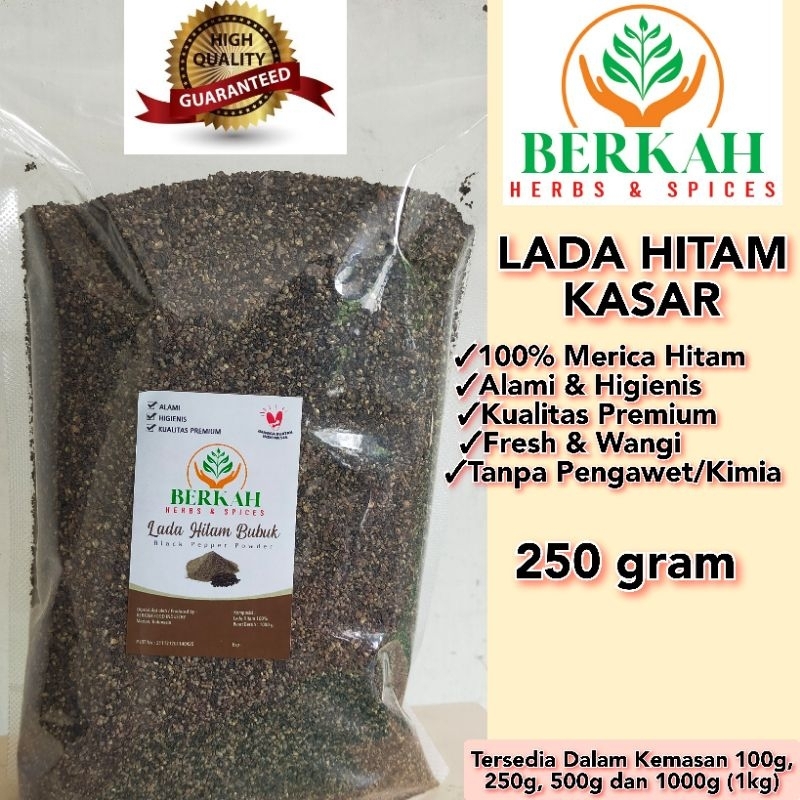 

Merica Lada Hitam Kasar Berkah 250gr Asli Pilihan Crushed Black Pepper
