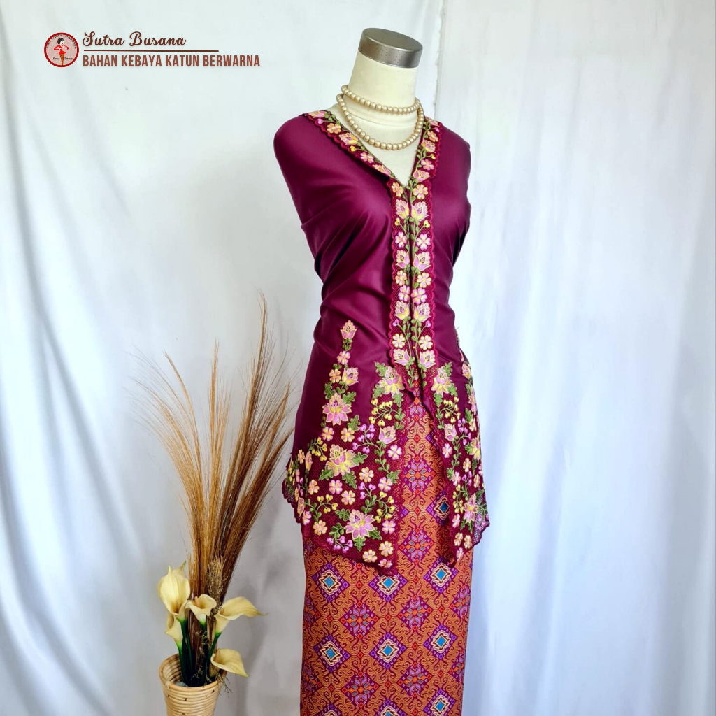 Pusat Bordir Tasikmalaya - Bahan Kebaya katun Bordir Bali Kebaya Encim Berwarna