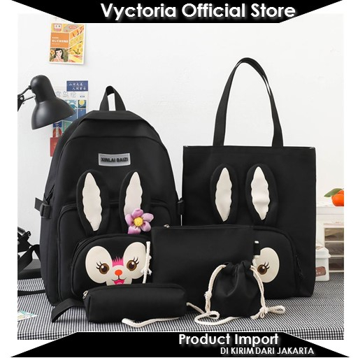 (COD) Vyctoria VOS9081 Tas Ransel Kekinian Wanita Cantik 5in1 Import JT9081 9081