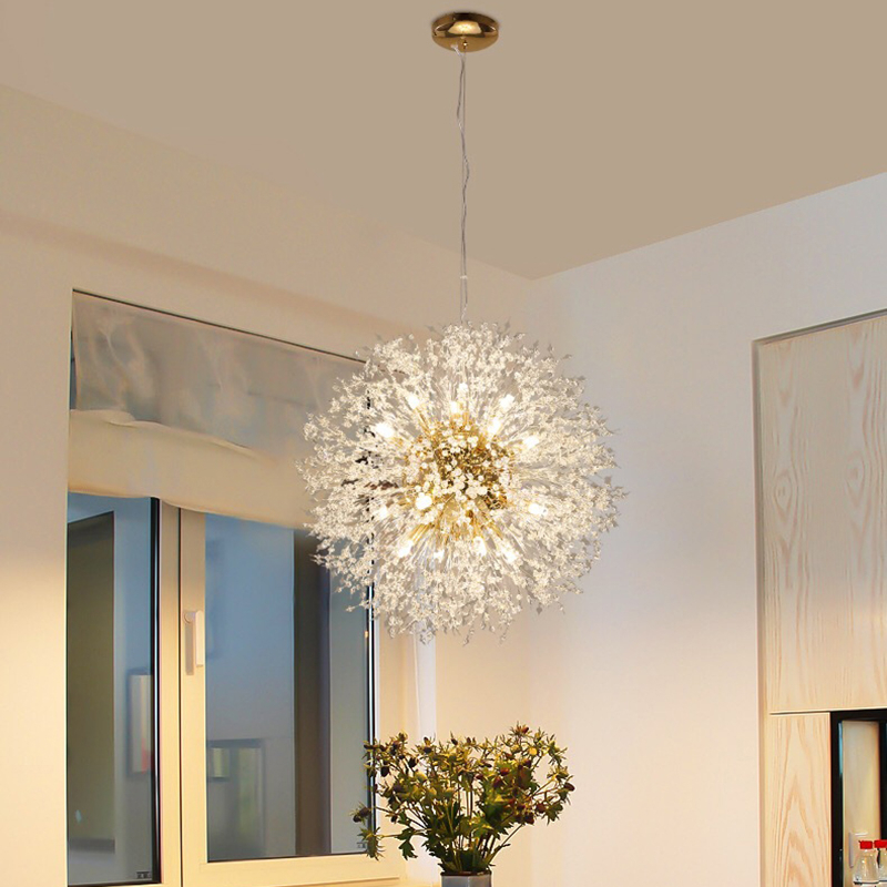 Lampu Gantung Kristal Bintang Dandelion 8/12 Bolham 3 Warna Chandelier Ruang Tamu Restoran Kamar Tidur Mal Perbelanjaan Lampu Dekoratif Lampu langit -langit