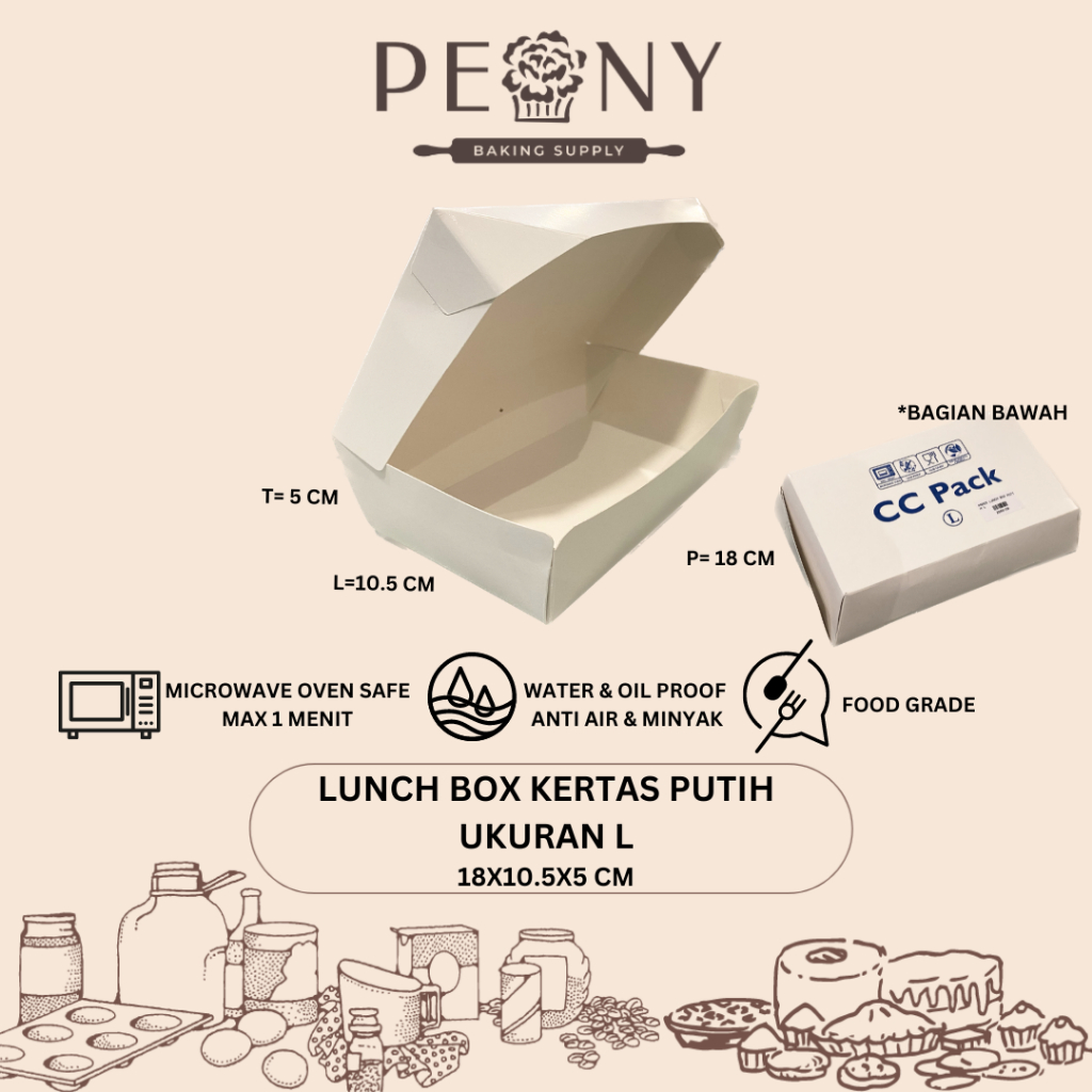 BOX KOTAK MAKANAN| LUNCH BOX PUTIH | KOTAK NASI| MICROWAVE SAFE, ANTI MINYAK DAN AIR