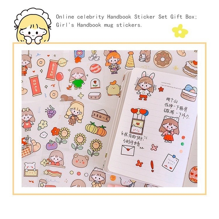 LIN128 - 200 Lembar Stiker Motif Kartun Korea Lucu Anti Air Dekorasi Handbook Scrapbook DIY Waterproof