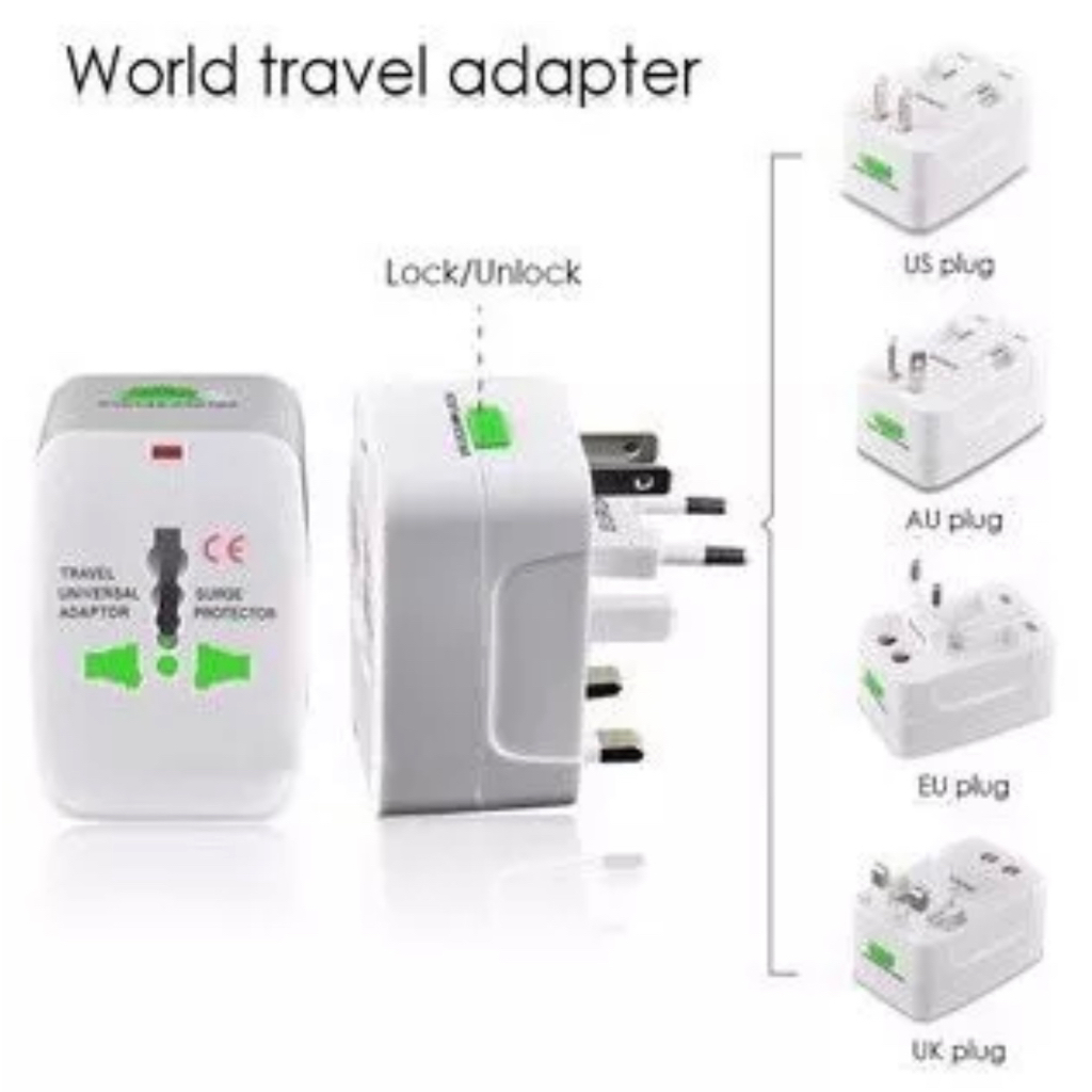 Universal Travel Adapter / all in1 home Adaptor traveler EU AU UK US Plug colokan steker stop kontak Colokan Multifungsi Universal Luar Negeri
