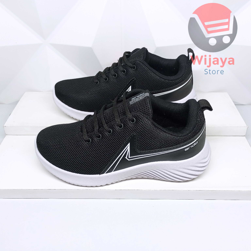 Sepatu Sekolah Ando 35-38 Sneaker Anak Hitam Polos Putih Strap Velcro yang Praktis MORGAN LIAM BOAZ SIP