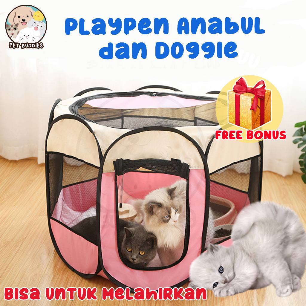 [FREE BONUS]PlayPen Kandang Main Lipat Kucing dan Anjing Foldable Pet Fence