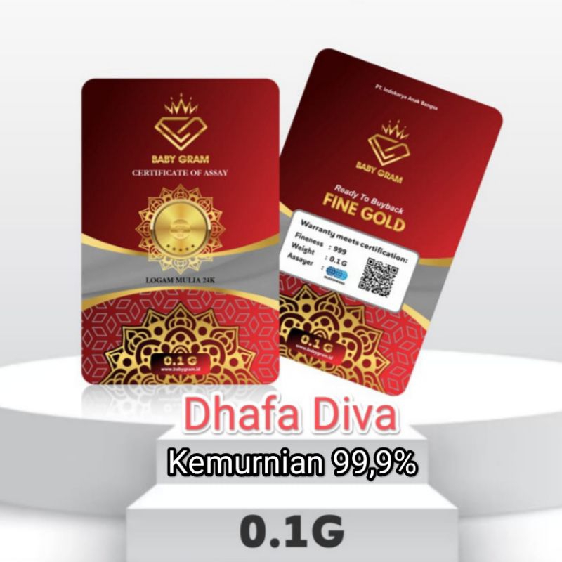 Baby Gram Baby Gold 0.1 0,1 Gram Emas Mini Gold Logam Mulia Emas 24 Karat