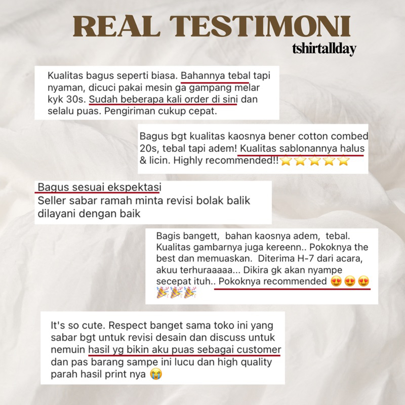 Atasan Pria Wanita Unisex Custom Kaos Kata Kata Bisa Oversize 100% Cotton Combed Kualitas Premium