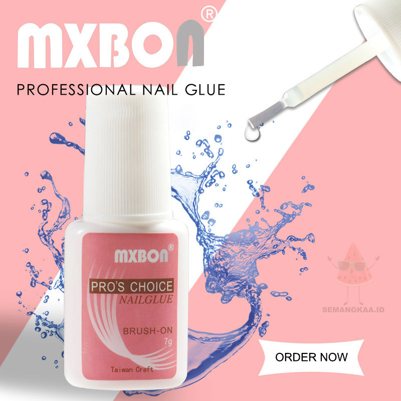 MXBON Lem Kuku Palsu Akrilik Glitter Dengan Brush Untuk Nail Art KU002