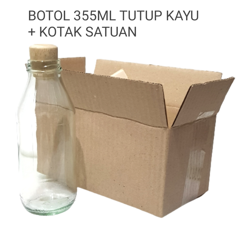 BOTOL SOUVENIR KACA /   BOTOL GIFT HADIAH KACA  TUTUP KAYU / BOTOL DEKORASI KACA UKURAN 300 / 350 ML