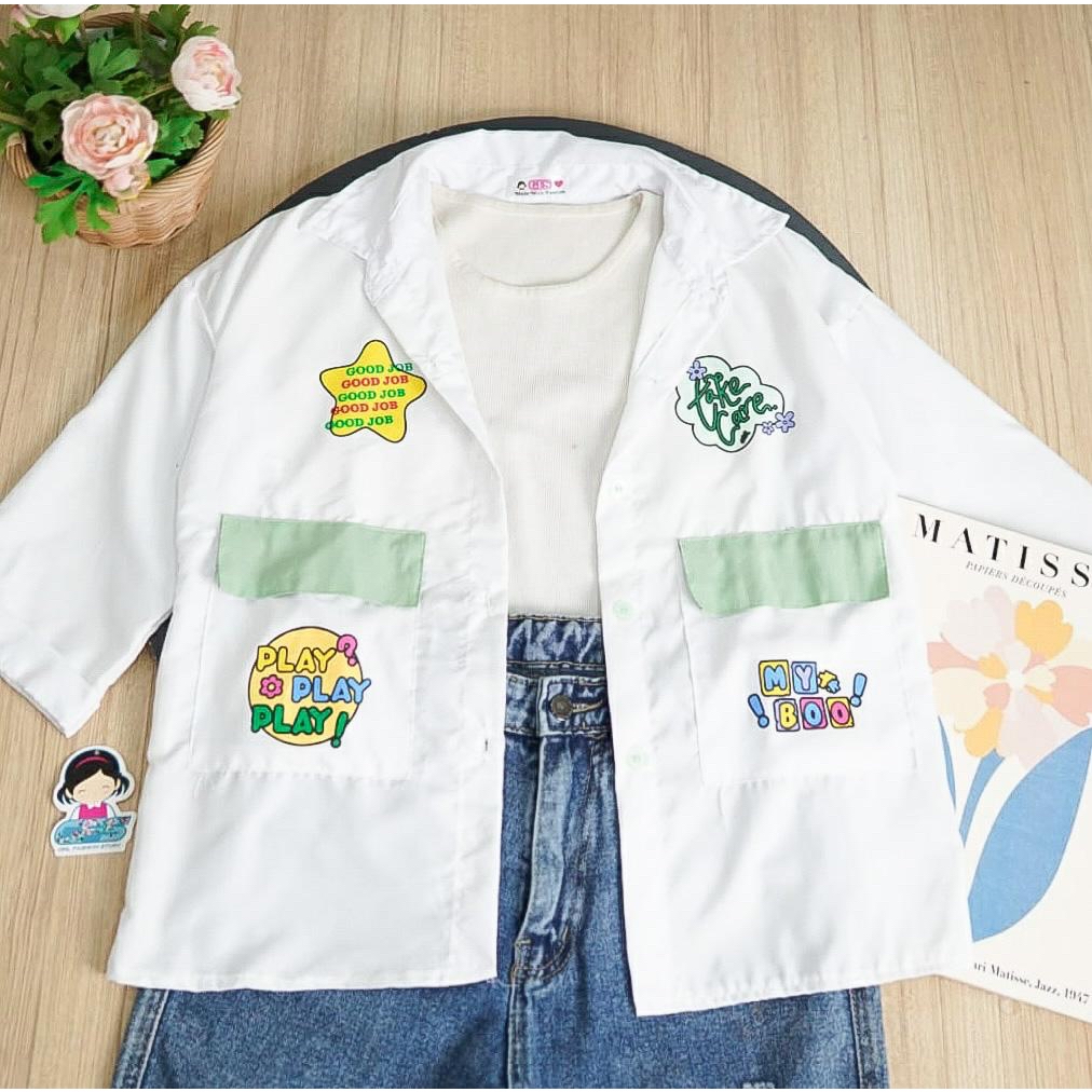 GFS CUFY CUTE COMBINE TOP KEMEJA WANITA