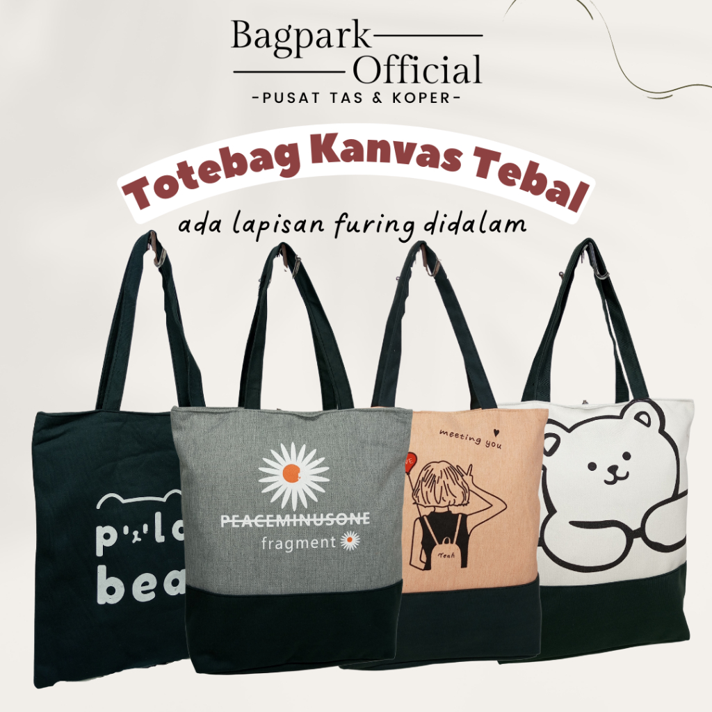 Tote Bag Korea Import / Totebag Laptop / Tas Jinjing Kuliah / Totebag Import / Tas ToteBag / Totebag Wanita / Totebag Kanvas Tebal Motif Series / Tas Kuliah / Tas Kerja Termurah