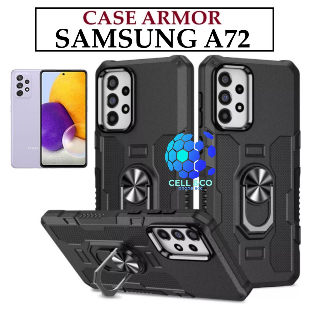 Case Armor SAMSUNG GALAXY A72 Iring Cincin Magnetic Kesing Hp Protect kamera Premium Hard Case Standing Robot Pelindung Kamera