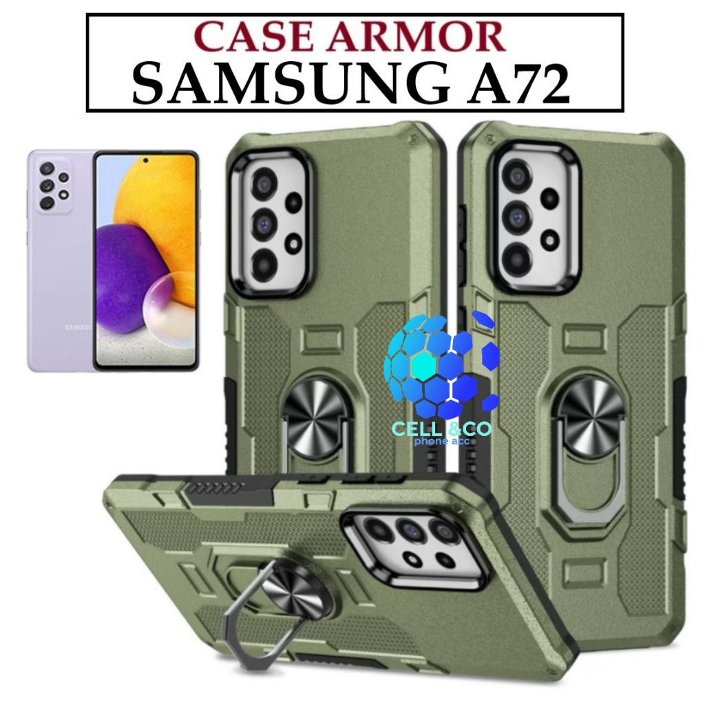 Case Armor SAMSUNG GALAXY A72 Iring Cincin Magnetic Kesing Hp Protect kamera Premium Hard Case Standing Robot Pelindung Kamera