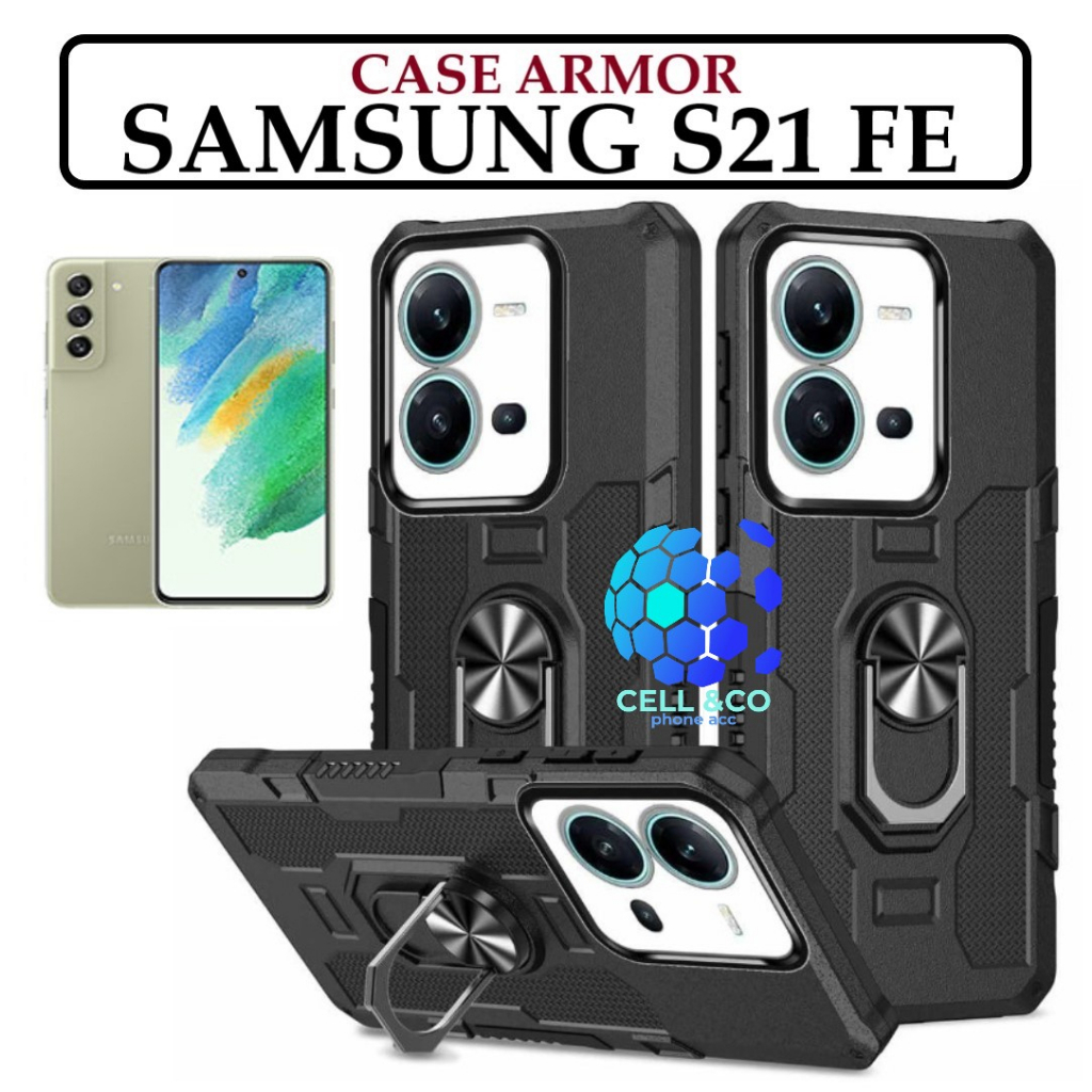 Case Armor SAMSUNG GALAXY S21 FE Iring Cincin Magnetic Kesing Hp Protect kamera Premium Hard Case Standing Robot Pelindung Kamera