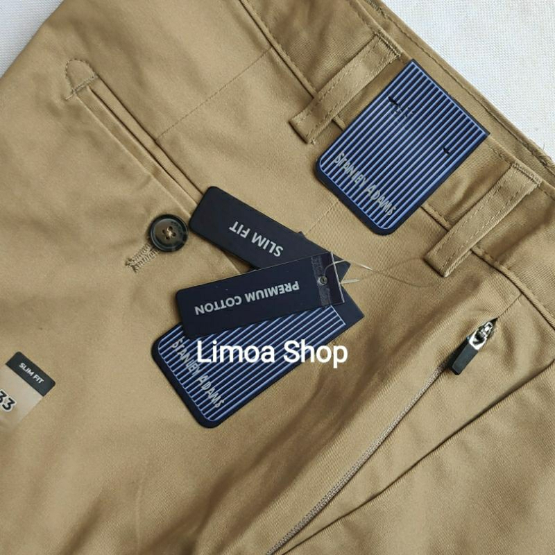 Celana Chino STANLEY ADAMS Slimfit Warna Khaki Bahan Stretch / Melar SA 25