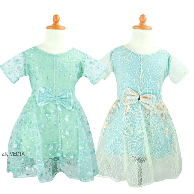 Dress Icha Brukat uk 4-5 Tahun / Gaun Brukat Pesta Baju Import Baby Cewek Dres Brokat Anak Perempuan