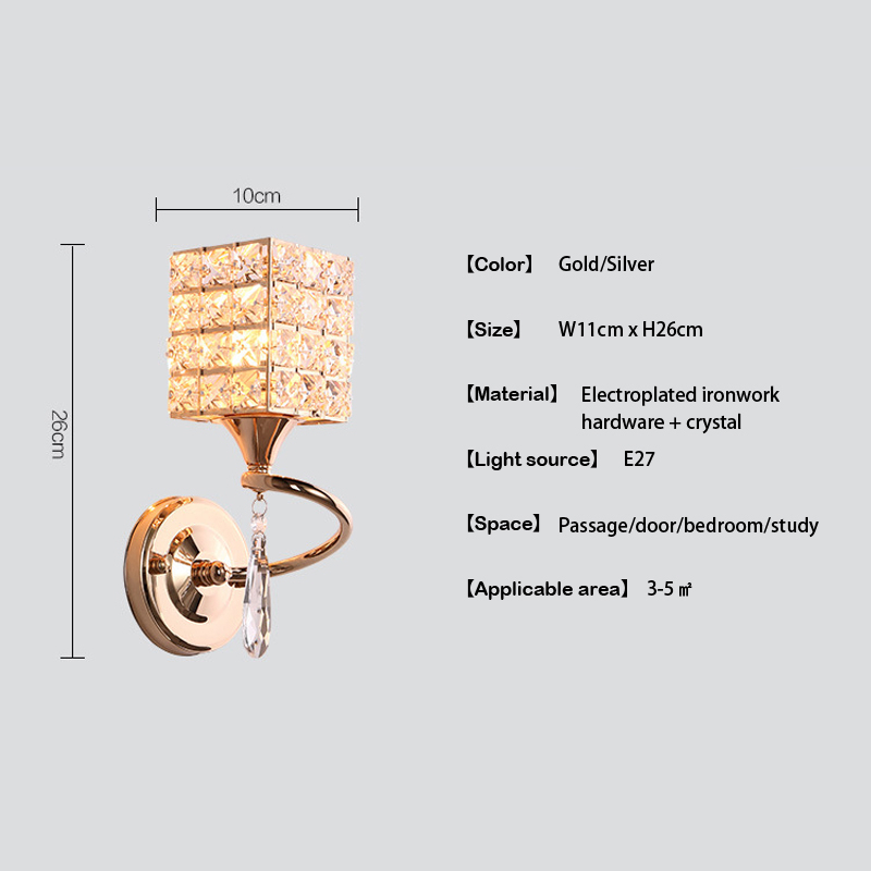 Lampu Dinding Persegi  Mewah Kristal Bulat  Modern Lampu Dinding Dekorasi Rumah Yang Indah E26/E27 YLY