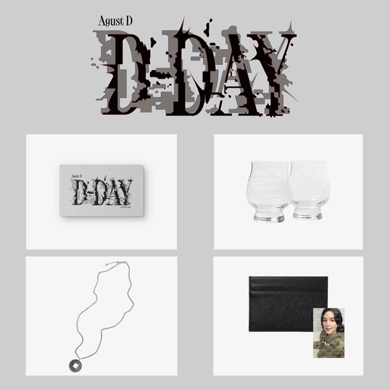 (PO) OFFICIAL SUGA | AGUST D SOLO ALBUM [D-DAY] OFFICIAL MERCH Metalluc Photocard Glass Cup Set Neck