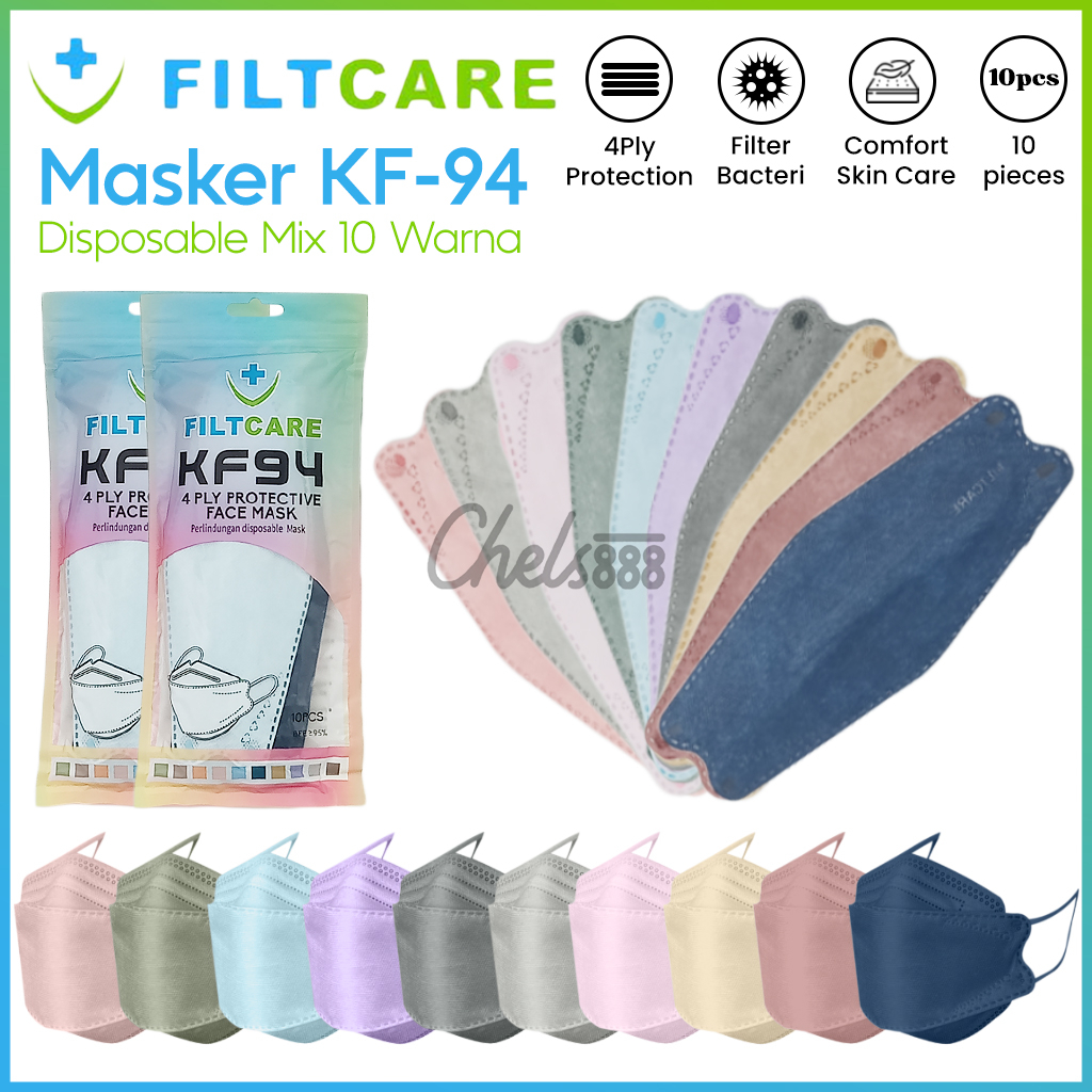 Masker Filtcare Kf94 Earloop mix 10 warna isi 10 pcs