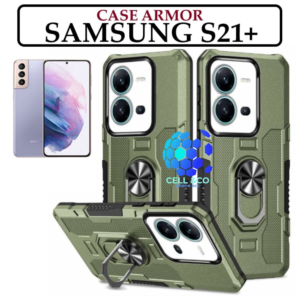 Case Armor SAMSUNG GALAXY S21+ Iring Cincin Magnetic Kesing Hp Protect kamera Premium Hard Case Standing Robot Pelindung Kamera