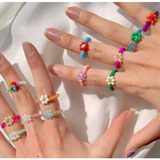 BEADS RING/ cincin manik mini/ Cincin bunga daisy / Cincin beads / Cincin cherry / Cincin Korea / Cincin Beads KPOP