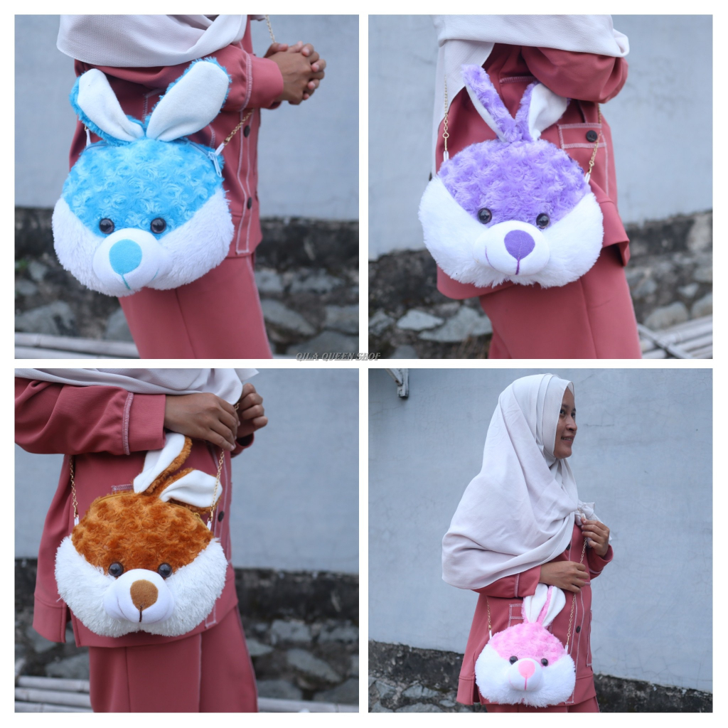 TAS SELEMPANG KELINCI KARAKTER BONEKA