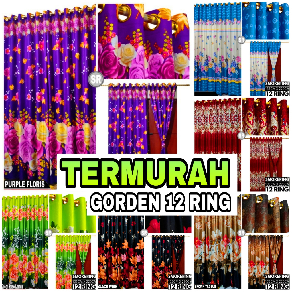 Gorden Jendela Pintu Kamar Smokring 12 Ring Minimalis Aesthetic Terbaru Panjang Tebal Batik Sultan K