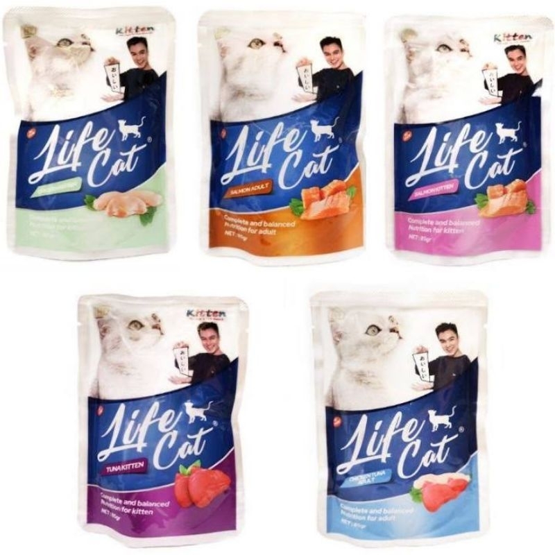 Life Cat Pouch wetfood untuk kucing .lifecat kucing wetfood 85gr