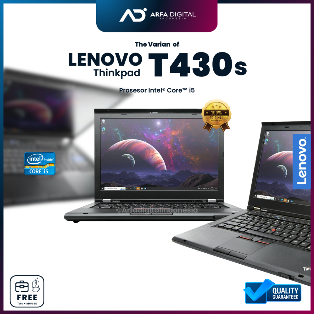 Laptop Lenovo Thinkpad T430s Intel Core i5 Gen 3 Ram 8GB SSD 256GB 14" Win 10 Bergaransi